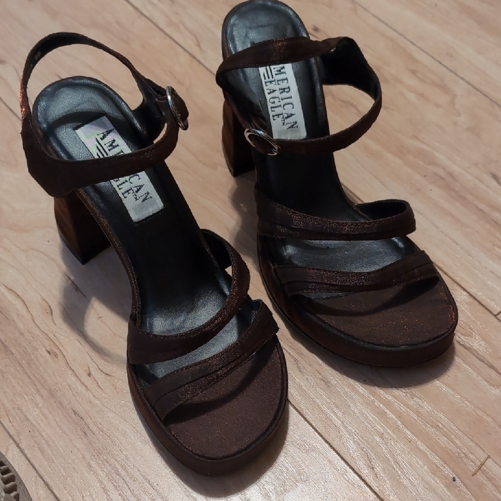 American Eagle Outfitters Dark Brown Strappy Heels